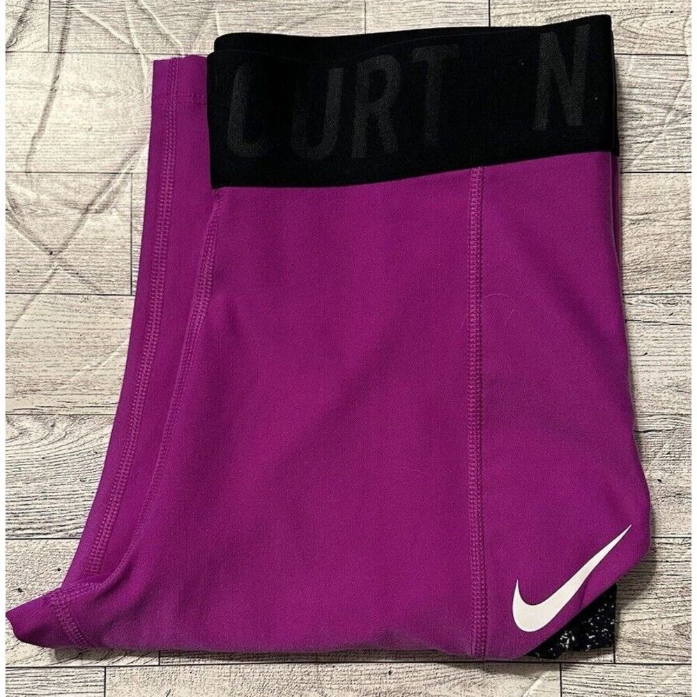 Nike Baseline 11" Inch Power Tennis Shorts Tights Womens M Purple 839120 584